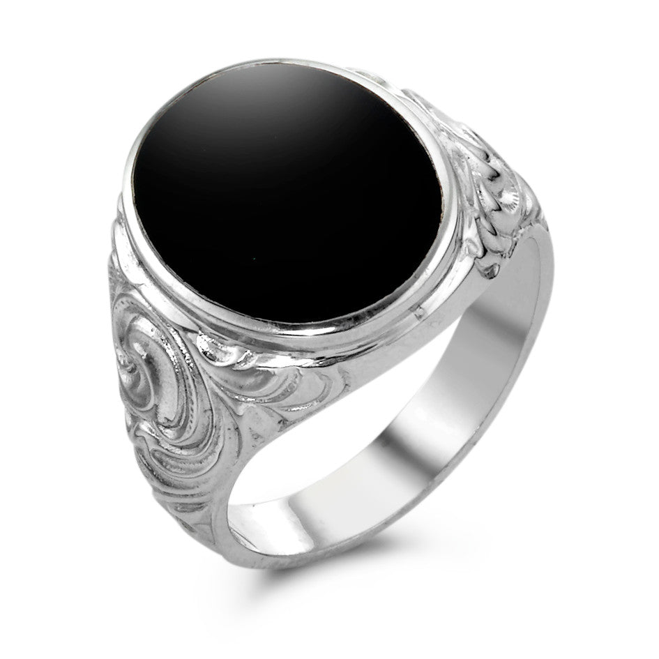 Ring Silver Onyx Rhodium plated