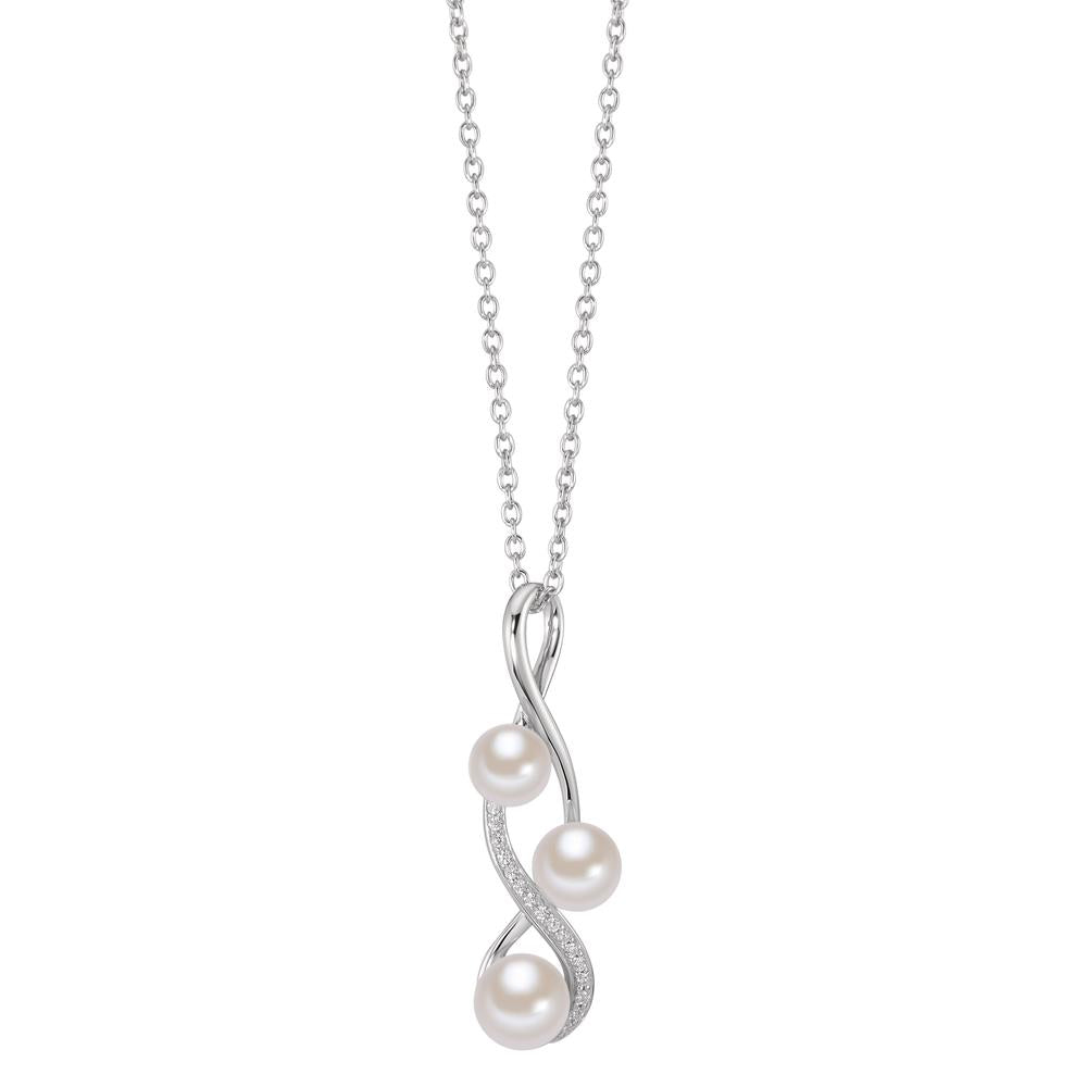 Necklace with pendant Silver Zirconia Freshwater pearl 45 cm