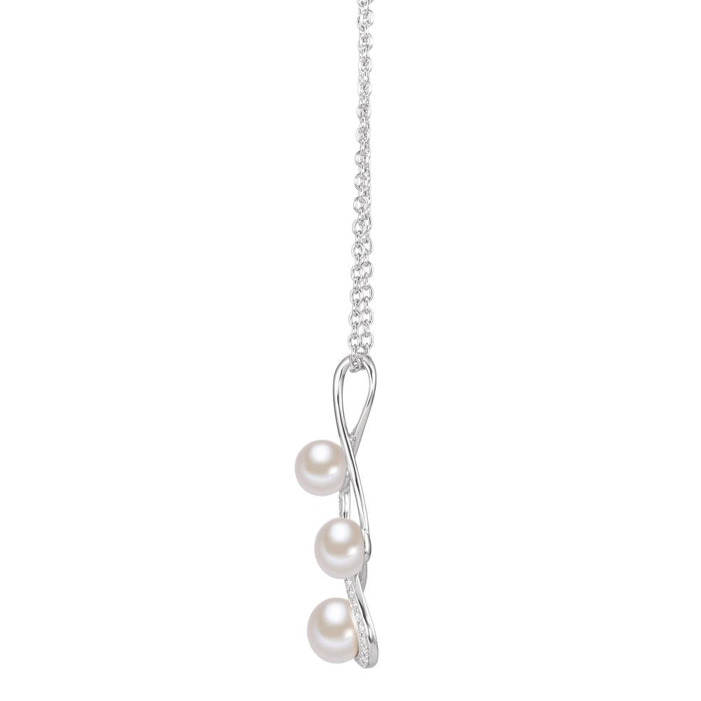 Necklace with pendant Silver Zirconia Freshwater pearl 45 cm