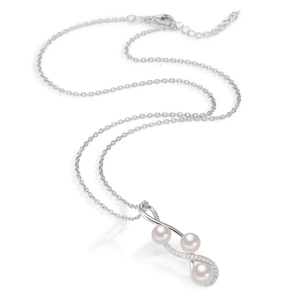 Necklace with pendant Silver Zirconia Freshwater pearl 45 cm