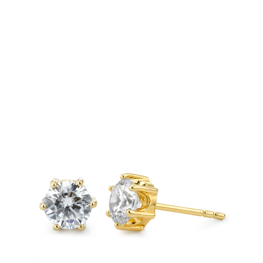 Stud earrings Bronze Zirconia Gold plated