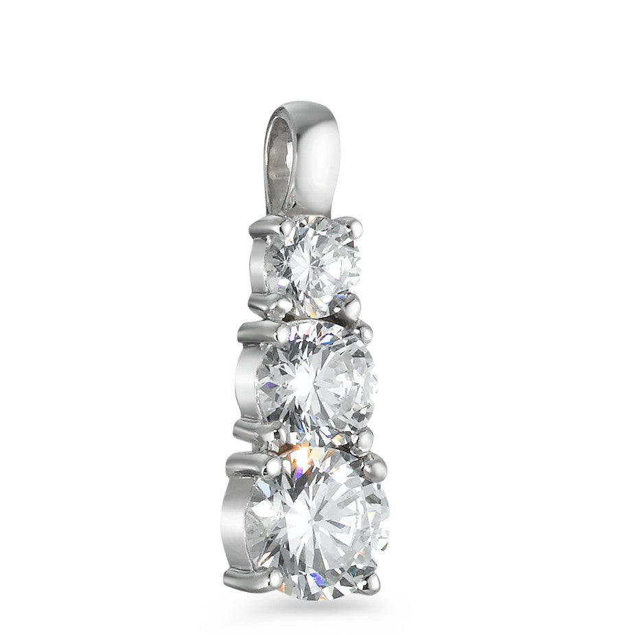 Pendant 9k White Gold Zirconia 3 Stones