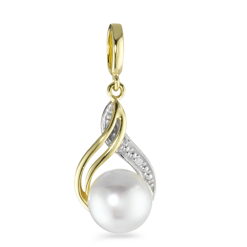 Pendant 18k Yellow Gold Diamond 0.005 ct, w-si Freshwater pearl