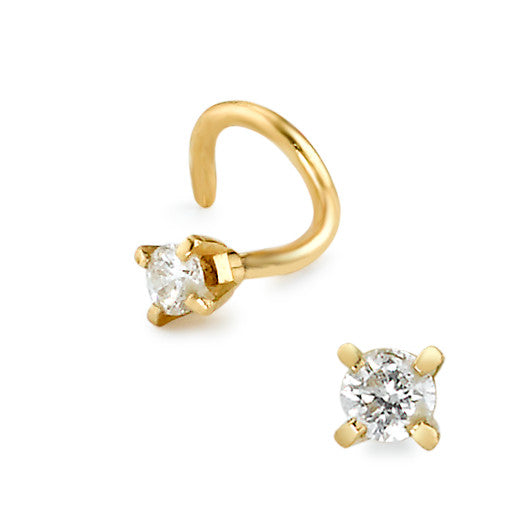 Nose Stud 18k Yellow Gold Diamond White, 0.023 ct, w-si Ø2 mm