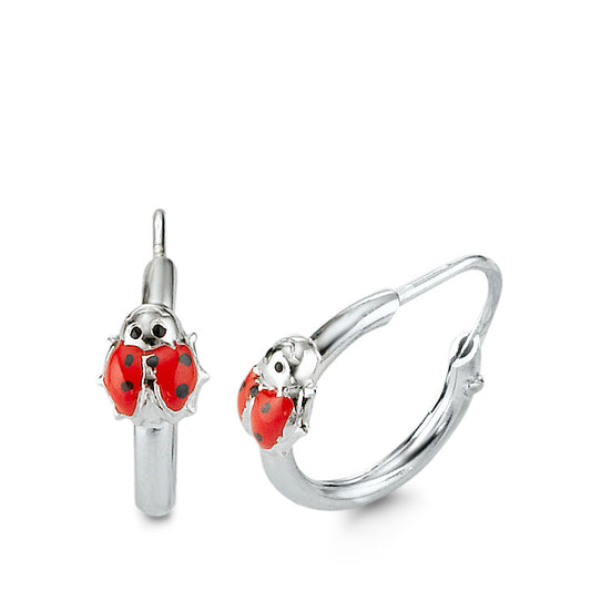 Hoop earrings Silver Rhodium plated Ladybird