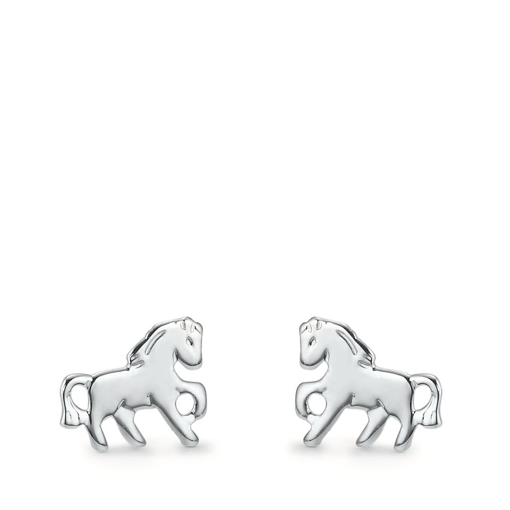 Stud earrings Silver Rhodium plated Horse