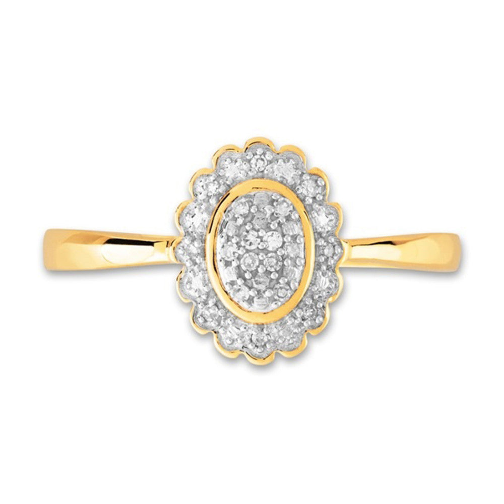 Ring 9k Yellow Gold Diamond 0.05 ct, 18 Stones, w-si