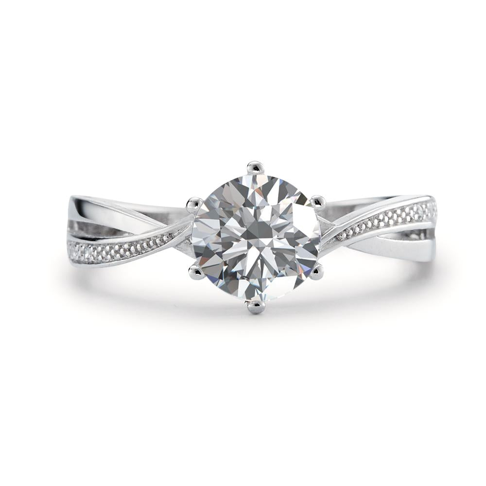 Solitaire ring 9k White Gold Zirconia