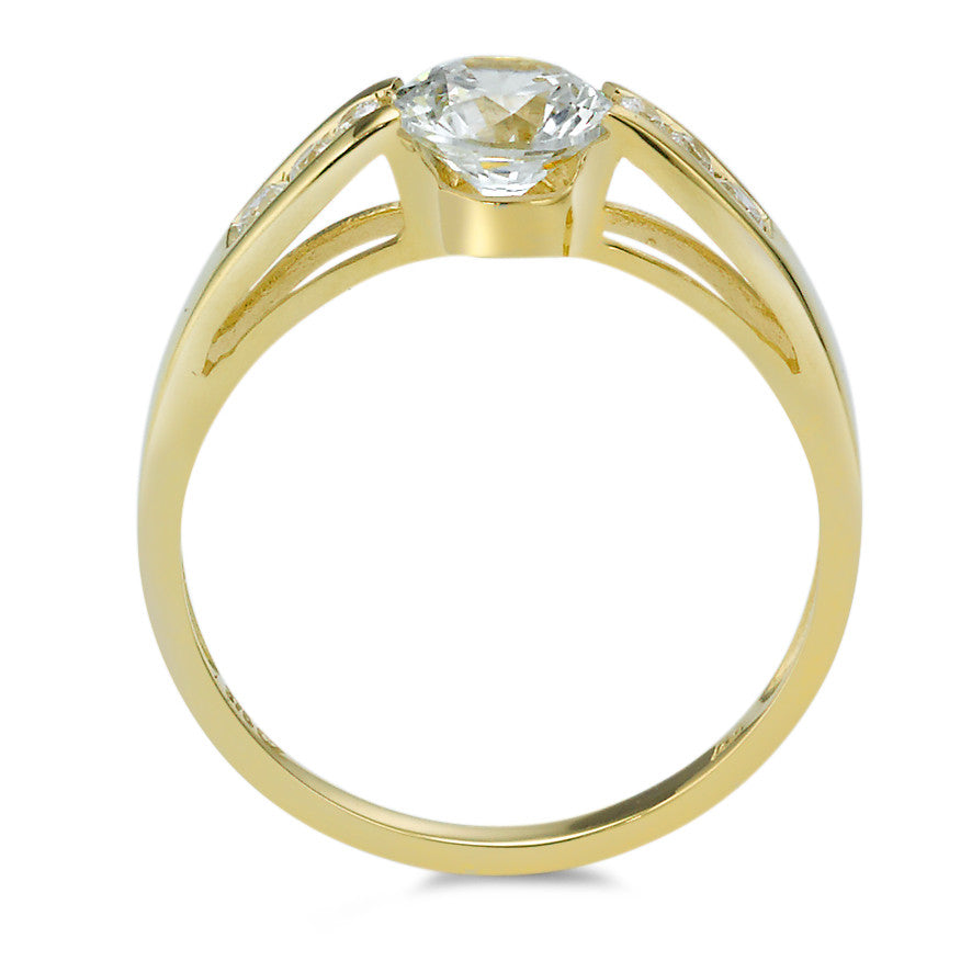 Solitaire ring 9k Yellow Gold Zirconia 7 Stones