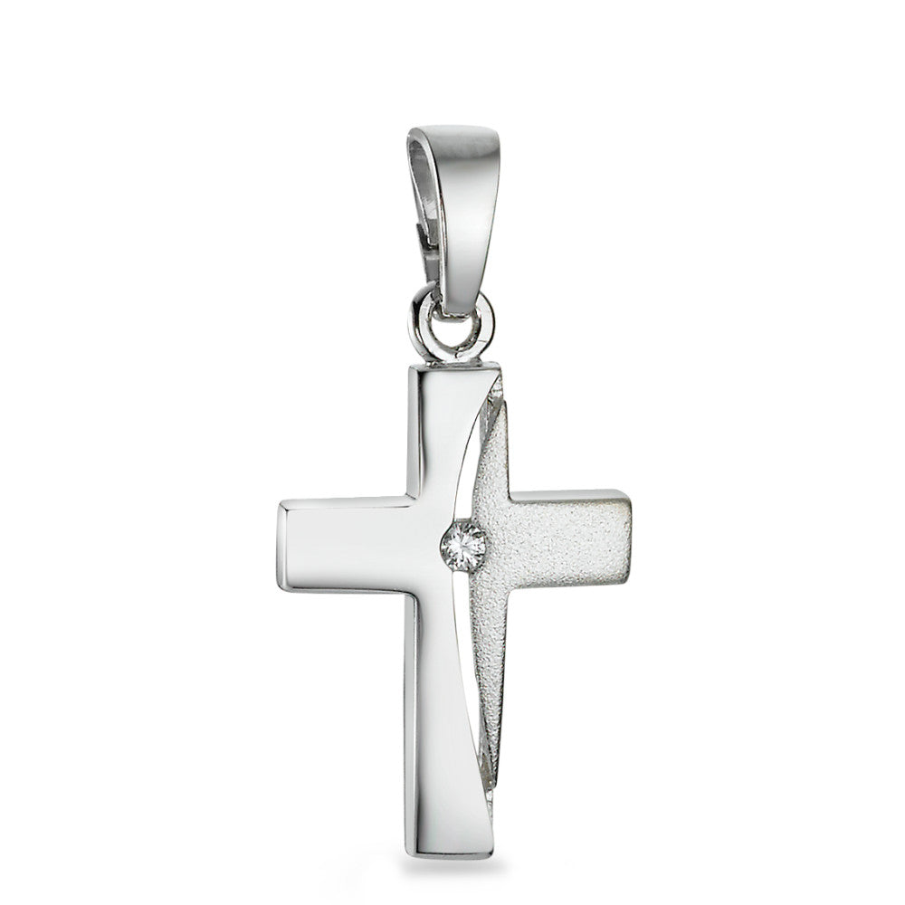 Pendant Silver Zirconia Rhodium plated Cross