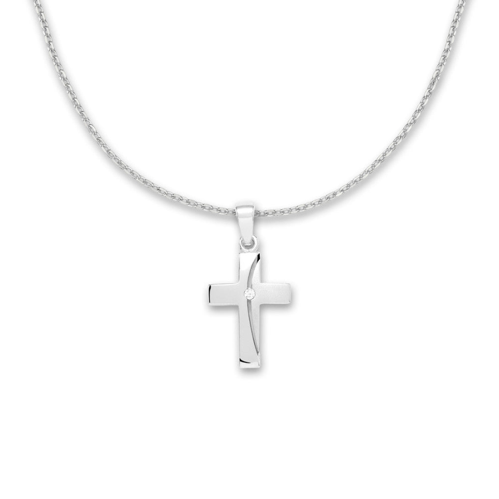 Pendant Silver Zirconia Rhodium plated Cross