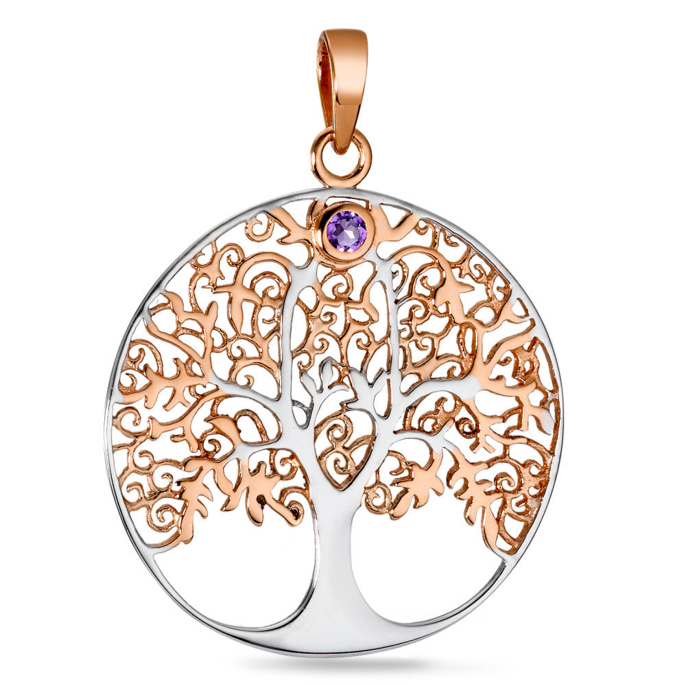 Pendant Silver Amethyst Gold plated Tree Of Life