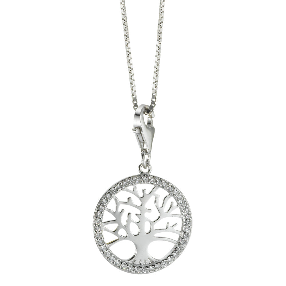 Necklace Silver Zirconia Tree Of Life 42 cm