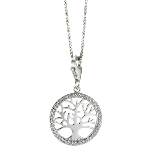 Necklace Silver Zirconia Tree Of Life 42 cm