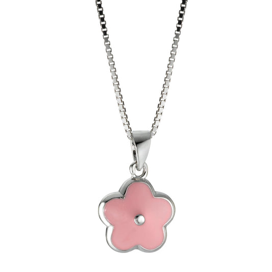 Necklace with pendant Silver Lacquered Flower 38 cm Ø10 mm