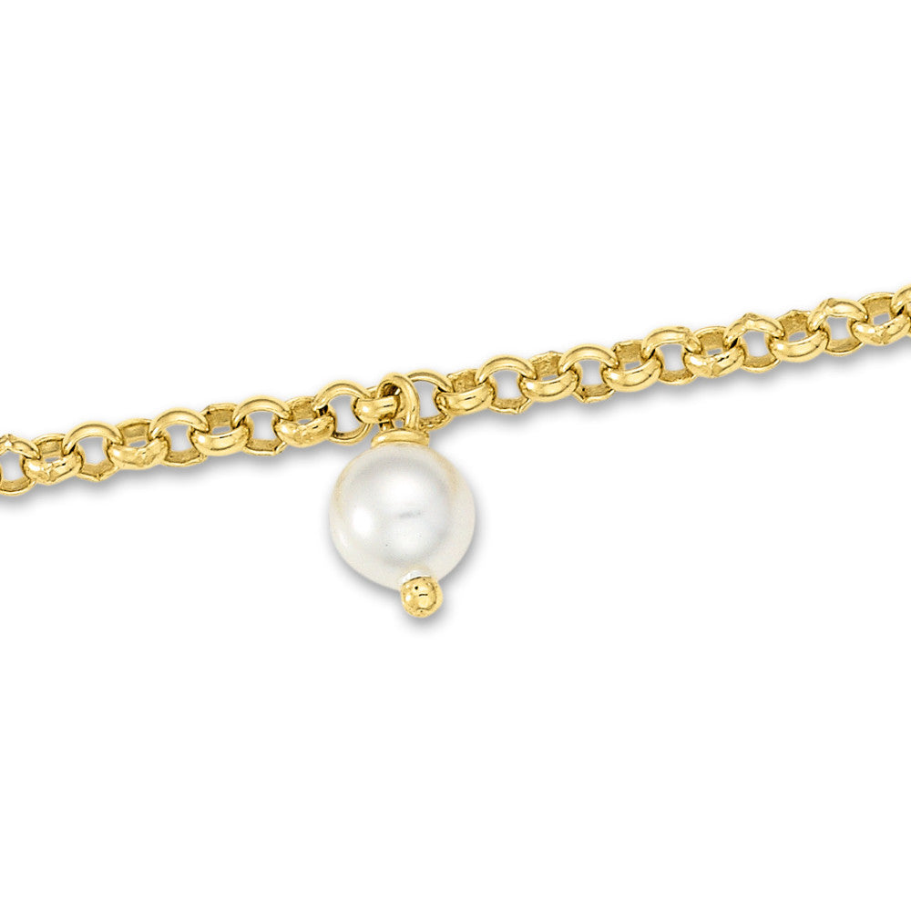 Anklet Bronze Gold plated Shining pearls 26 cm