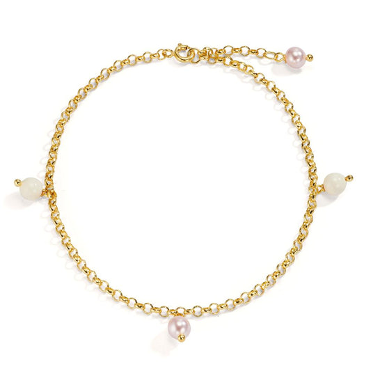 Anklet Bronze Gold plated Shining pearls 26 cm