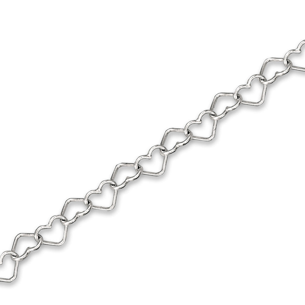 Anklet Silver Rhodium plated Heart 26 cm