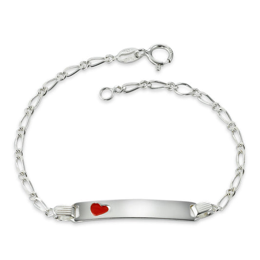 Engravable bracelet Silver Lacquered Heart 14-16 cm