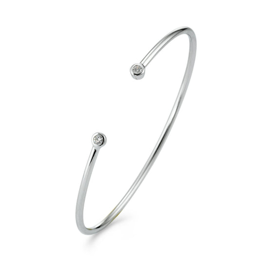 Bangle Silver Zirconia 2 Stones Rhodium plated Ø56 mm