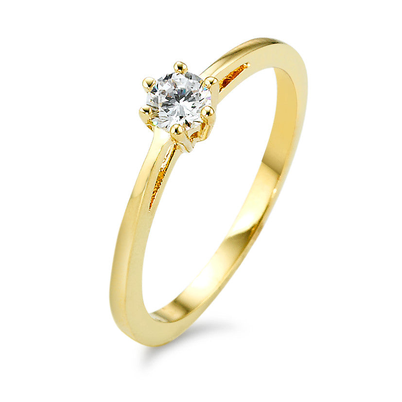 Solitaire ring Bronze Zirconia Gold plated