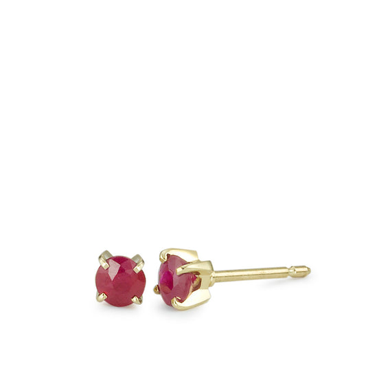 Stud earrings 9k Yellow Gold Ruby 2 Stones Ø3 mm