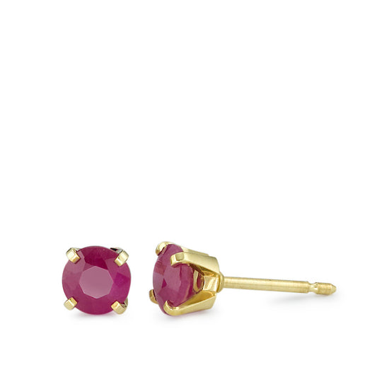 Stud earrings 9k Yellow Gold Ruby 2 Stones Ø4 mm