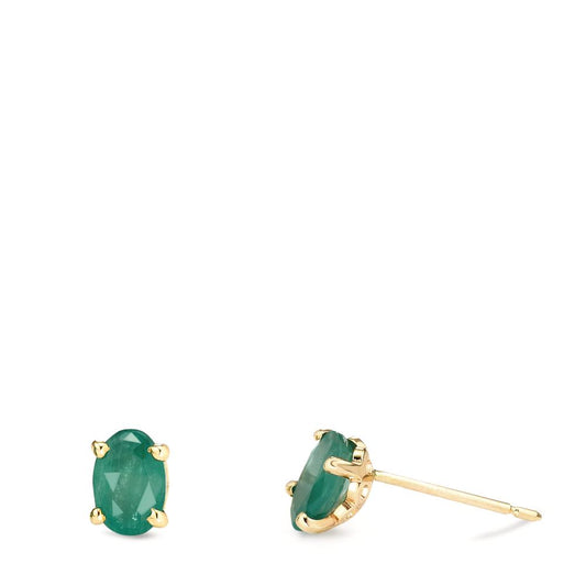 Stud earrings 9k Yellow Gold Emerald 2 Stones