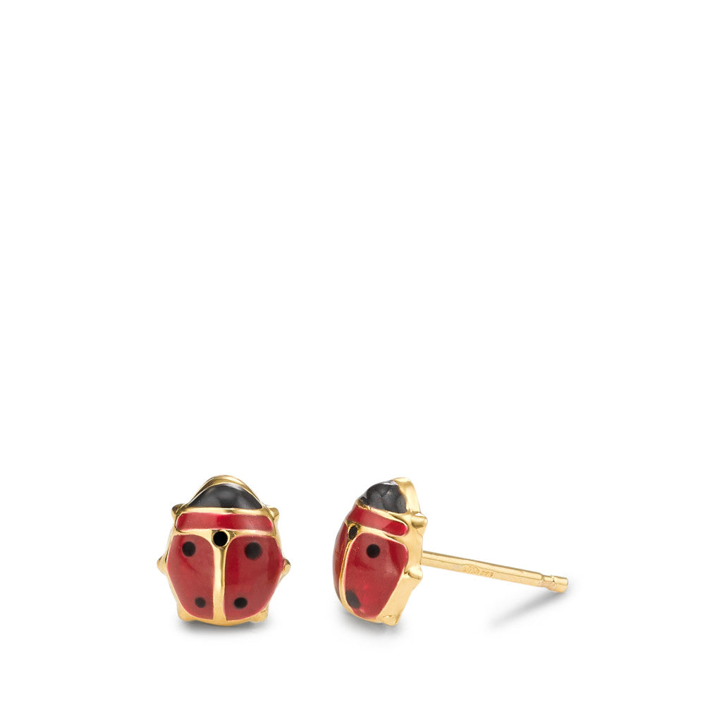 Stud earrings 9k Yellow Gold Lacquered Ladybird