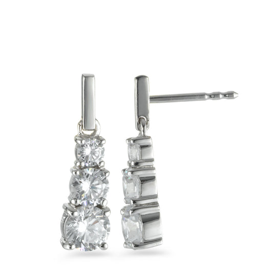 Drop Earrings 9k White Gold Zirconia 6 Stones