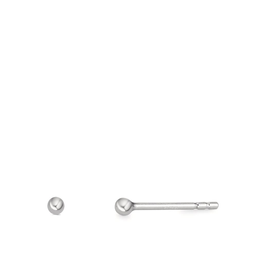 Stud earrings Silver Rhodium plated Ø2 mm