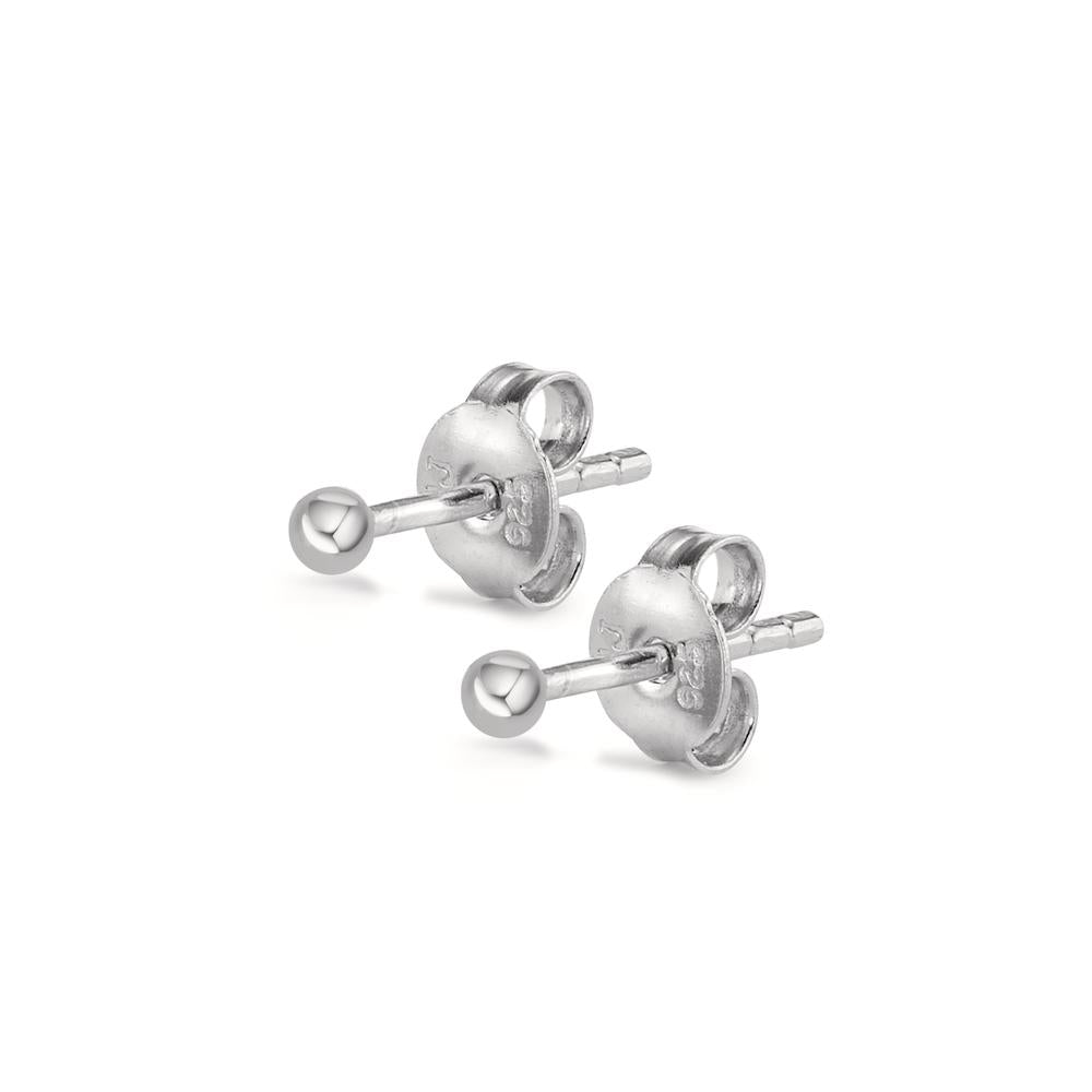 Stud earrings Silver Rhodium plated Ø2 mm