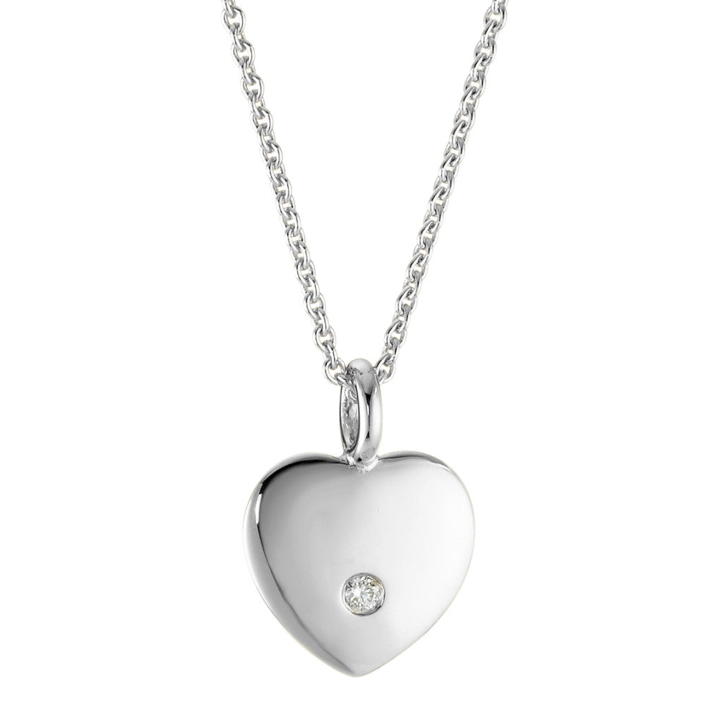 Necklace with pendant 18k White Gold Diamond 0.02 ct, w-si Heart 45 cm