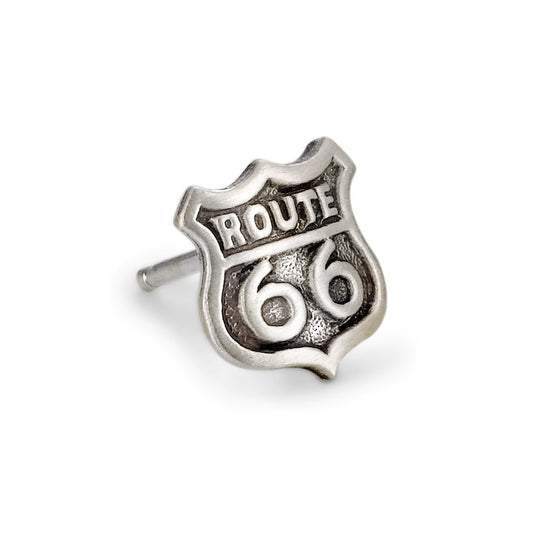 Single stud earring Silver Patinated Route 66
