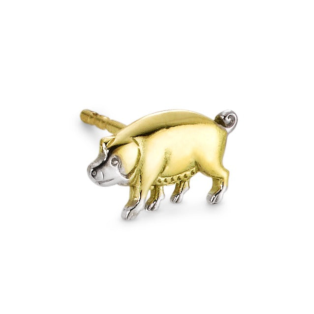 Single stud earring 9k Yellow Gold Pig