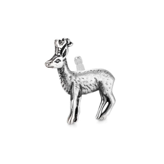 Single stud earring Silver Patinated Roe Buck