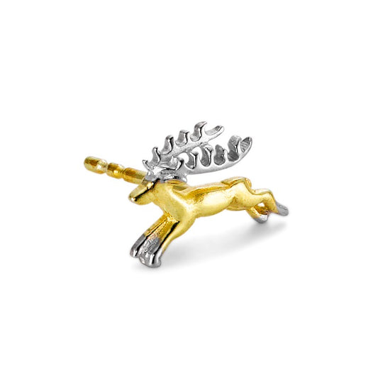 Single stud earring 18k Yellow Gold Deer