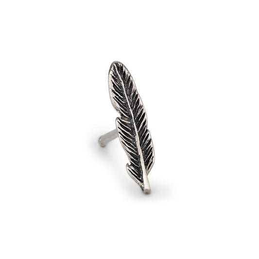 Single stud earring Silver Patinated Feather