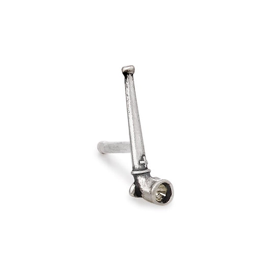 Single stud earring Silver Patinated Alphorn