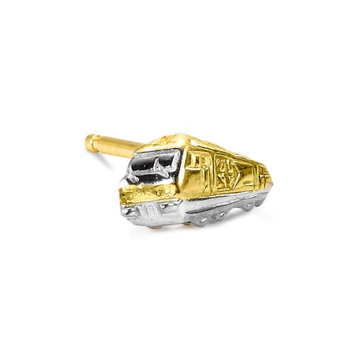 Single stud earring 18k Yellow Gold Locomotive