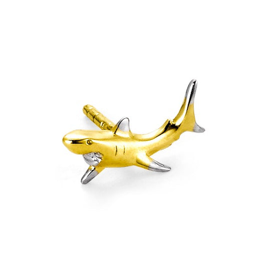 Single stud earring 18k Yellow Gold Shark