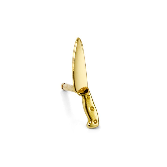 Single stud earring 18k Yellow Gold Knife
