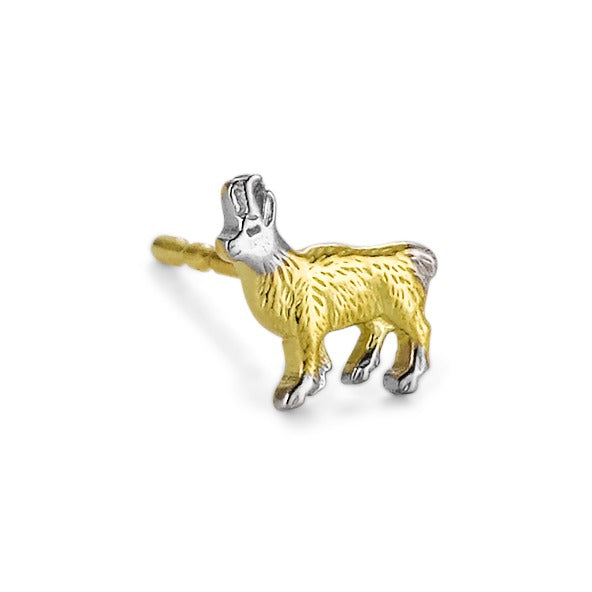 Single stud earring 18k Yellow Gold Chamois Buck