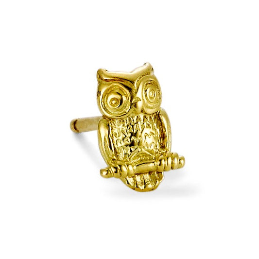 Single stud earring 18k Yellow Gold Owl