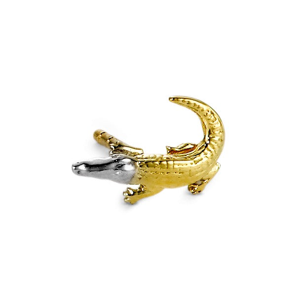 Single stud earring 18k Yellow Gold Crocodile