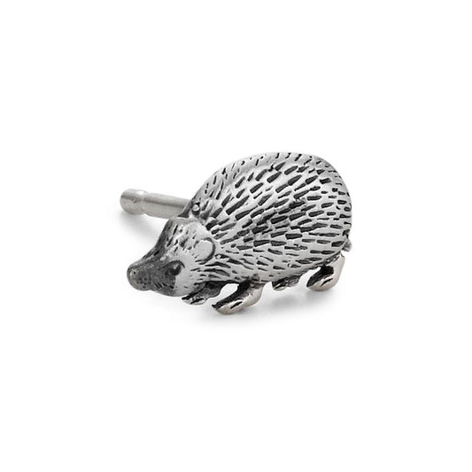 Single stud earring Silver Patinated Hedgehog