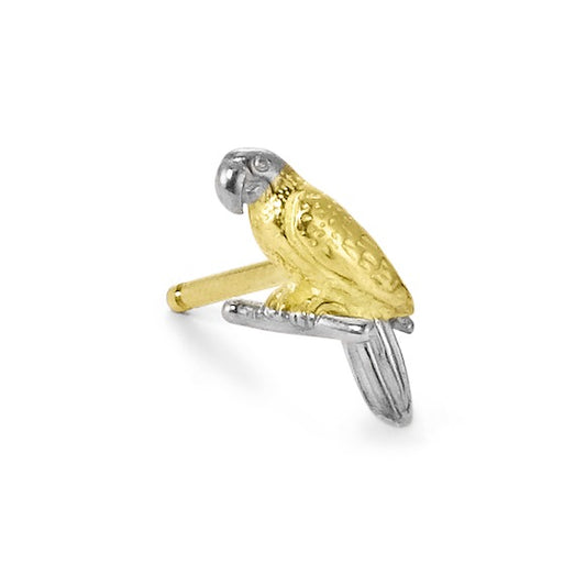 Single stud earring 18k Yellow Gold Parrot