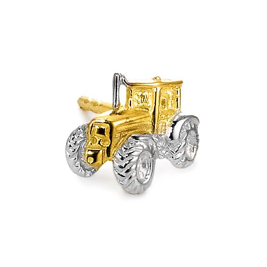 Single stud earring Silver Gold plated Tractor