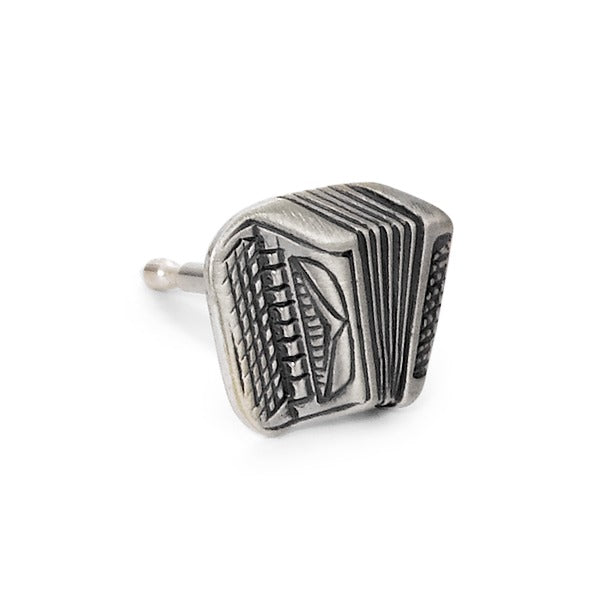 Single stud earring Silver Accordion