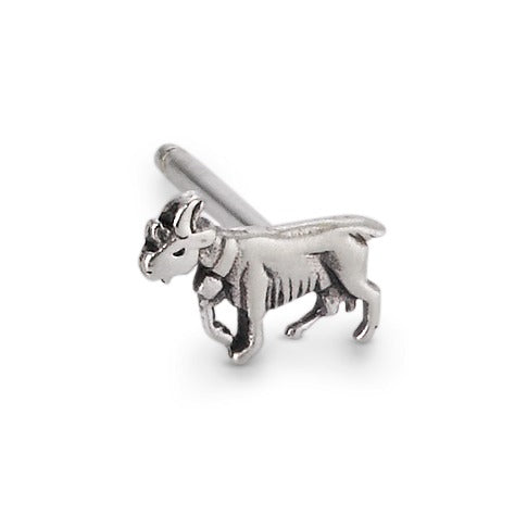 Single stud earring Silver Patinated Goat